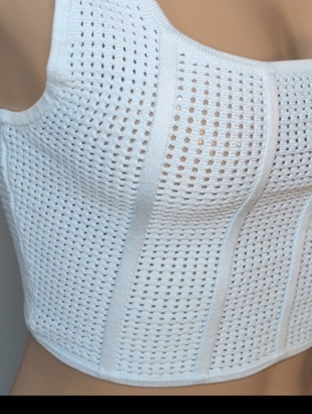 Babaton Aritzia Sculpt Knit Squareneck Cropped Tank Baby Blue Womens Size Medium - Picture 4 of 10